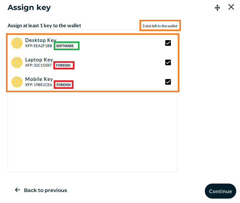 Assign key (Screenshot)