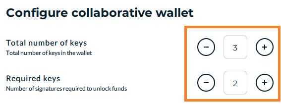 Configure collaborative wallet (Screenshot)