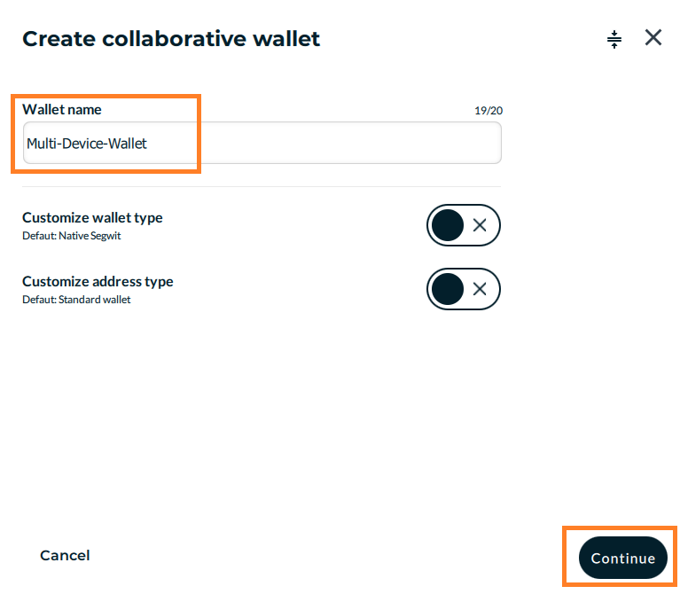 Create collaborative wallet view (Screenshot)