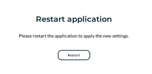 Restart Application button (Screenshot)