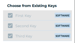 Choose the keys to associate with wallet (Screenshot)